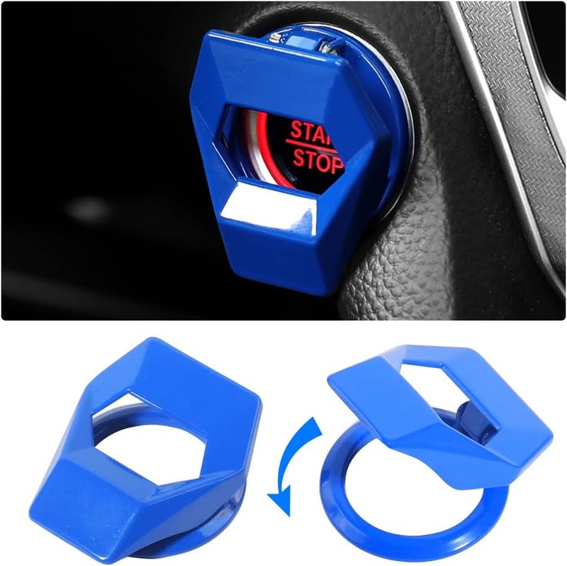 VARGTR Universal Engine Start/Stop Button Cover,Aluminum Alloy Car Power Control Trim,Push to Start Button Cover Key Protective Cover for Civic CRV XRV Challenger Charger CHR (Blue) - Image 1
